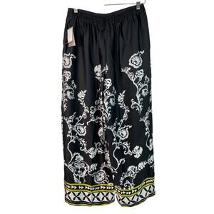 NWT Philosophy Women's M Black White Sprawling Vines Wide Leg‎ Pants $68 *